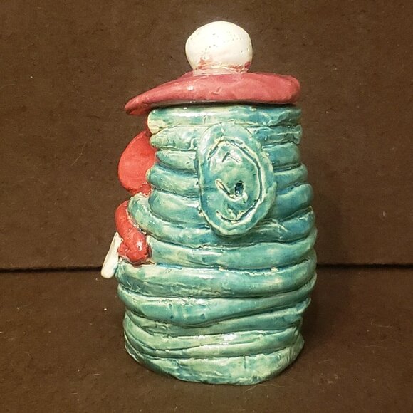 Handmade Hand Thrown Stoneware Ceramic Glazed Kitsch Golfer Figurine Buck Tooth - Picture 6 of 16